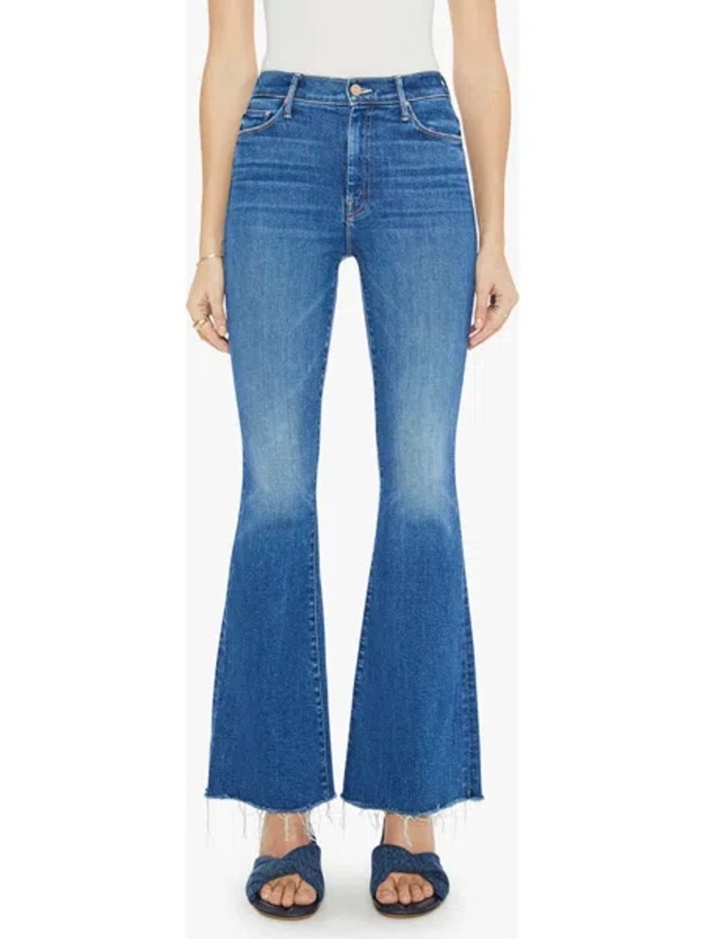 Mother The Weekend Fray Hem Bootcut Jeans in Grasping at Straws